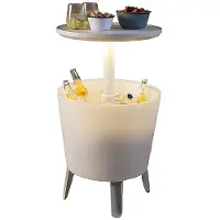 Keter -Illuminated Cool Bar -Table de fête avec glacière intégrée et lumière-blanc/transparent-6050