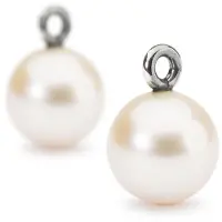 Trollbeads Silver 925 Earring White Pearl Round Drops Sterling Silver No Gemstone Sterling Silver No Gemstone, (Argent Sterling)
