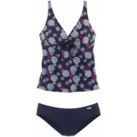 LASCANA Tankini bleu marine / rose foncé / blanc