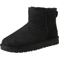 Ugg pour femme. 1016222 Bottines Classic Mini II en cuir noir (38), Plat, Aucun, Casuel