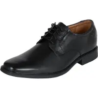Clarks pour homme. 26110350 Tilden Chaussures en cuir uni noir (46), Plat, Lacets, Casuel, Classique