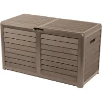 Eda 010290 BR.T CX1 EDA Coffre de jardin BAYA, 420 litres, aspect bois, marron