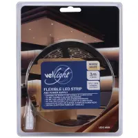 Vellight Kit Ruban À Led Flexible Avec Alimentation - Blanc Chaud - 180 Led - 3 M - 12 Vcc