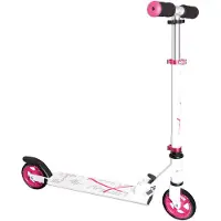 Muuwmi Trottinette en aluminium muuwmi – 125 mm, roulements ABEC 5, e GS, hauteur réglable, blanc-rose