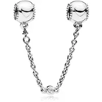 Pandora Chaîne de Sécurité Cœurs Embossés Pandora pour Femmes en Perles