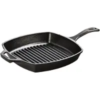 Lodge Grill Pan poêle à frire carrée, largeur environ 26,5 cm