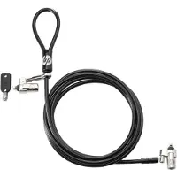 HP Câble de verrouillage à clé Nano Master, 1,83 m, Code, Acier galvanisé, Noir, Métallique, Sécurité notebook, Noir, Gris