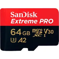SanDisk MicroSDXC Extreme PRO 64 Go 170 Mo/s + Adaptateur SD