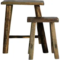Nordal Tabourets bruts en bois - set de 2 pièces