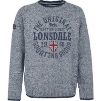 Lonsdale Pull-over 'Borden' marine / gris chiné / rouge / blanc