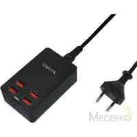 Logilink Pa0140 (44 W, 8 ports), Chargeur USB, Noir