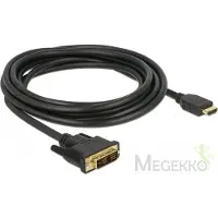 DeLOCK - Câble adaptateur - liaison simple - HDMI mâle pour DVI-D mâle - 3 m - triple blindage - noir - vis moletées