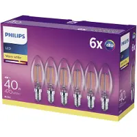 Philips Pack de 6 LED E14 Couronne 4W (40W) Transparent 470lm