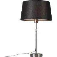 QAZQA Lampe de table en acier avec abat-jour noir 35 cm réglable - Parte