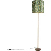 QAZQA Lampadaire vintage doré avec abat-jour paon 40 cm - Simplo