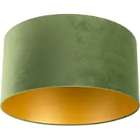 QAZQA Abat-jour en velours vert 50/50/25 avec intérieur doré