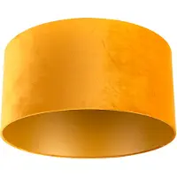 QAZQA Abat-jour en velours jaune 50/50/25 avec intérieur doré