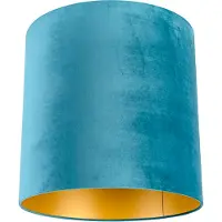 QAZQA Abat-jour en velours bleu 40/40/40 avec intérieur doré