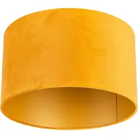QAZQA Abat-jour en velours jaune 35/35/20 avec intérieur doré