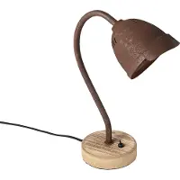 QAZQA Lampe de table rustique marron rouille avec base en bois - Rax