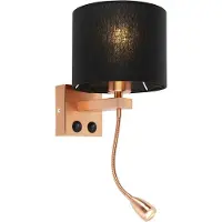 QAZQA Applique Art déco cuivre avec abat-jour noir - Brescia