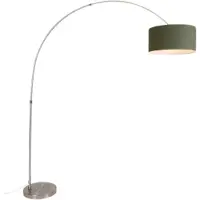 QAZQA Lampe à arc en acier avec abat-jour vert mousse 50/50/25 - XL