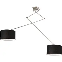 QAZQA Suspension en acier avec abat-jour 35 cm noir réglable 2 lumières - Blitz