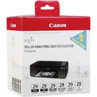 Canon PGI-29 MBK/PBK/DGY/GY/LGY/CO Multipack - pack de 6 - 36 ml - gris, gris clair, gris foncé, noir mat, noir photo, optimiseur de chrominance - d'origine - réservoir d'encre