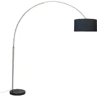 QAZQA Lampe à arc en acier avec abat-jour en tissu noir 50 cm - XXL