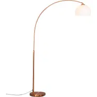 QAZQA Lampe à arc moderne en cuivre avec abat-jour blanc - Arc Basic