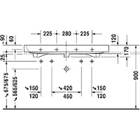 Duravit Meuble lavabo HAPPY D.2 m ÜLB HLB 1200x505mm geschli 2 HL blanc (Evier encastré, 50.50 cm, 120 cm)