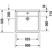 Duravit Plan de toilette STARCK 3 VITAL MED sans meuble vasque HLB 600x545mm HL-avant blanc (545 mm, 600 mm)