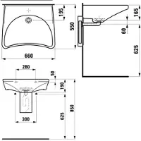 Laufen Rehab lavabo, sans obstacle, sans trou pour robinet, sans trop-plein, 660x550mm, H81060300000 (550 mm, 660 mm)