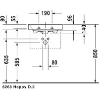 Duravit Meuble lave-mains HAPPY D.2 m ÜL HLB 500x360mm 1 trou de robinetterie blanc (360 mm, 500 mm)