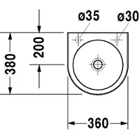 Duravit Lave-mains ARCHITEC sans cuvette avec margelle 360x380mm 1 cuvette à gauche blanc (380 mm, 360 mm)