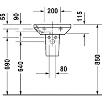 Duravit Lave-mains DURASTYLE sans lavabo avec HLB 450x335mm 1 trou de robinet blanc (335 mm, 450 mm)