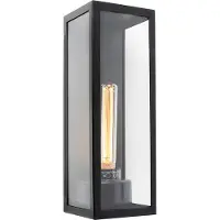 QAZQA Applique murale extérieure rectangulaire moderne noire avec verre - Rotterdam Long