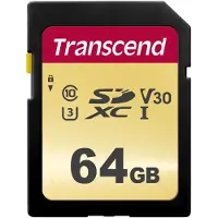 Transcend 500S - Carte mémoire flash - 64 Go - vidéo classe V30 / UHS-I U3 / classe 10 - SDXC UHS-I
