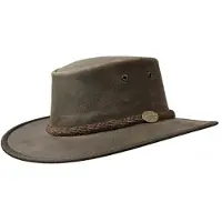 Barmah Hats Chapeau en cuir Foldaway Oiled cuir de bœuf Marron L unisex