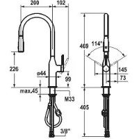 Kwc Sin 3, robinetterie pour évier, chromé, haute pression
