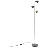 QAZQA Lampadaire moderne 3 lumières noir avec intérieur doré - Buell Deluxe