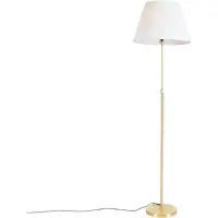 QAZQA Lampadaire or/laiton avec abat-jour plissé crème 45 cm - Parte