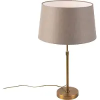 QAZQA Lampe de table en bronze avec abat-jour en lin taupe 35 cm - Parte