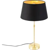 QAZQA Lampe de table or/laiton avec abat-jour noir avec or 32 cm - Parte