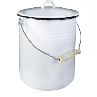 Karl Krüger Eimer mit Deckel 10 l 32 cm Ø25 cm emailliert weiß 120105 4006776018092