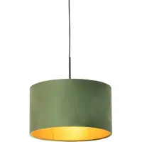 QAZQA Suspension avec abat-jour en velours vert avec or 35 cm - Combi