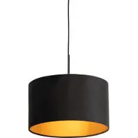 QAZQA Suspension avec abat-jour en velours noir avec or 35 cm - Combi