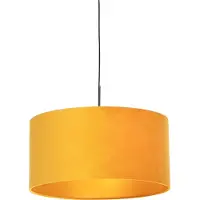 QAZQA Suspension noire avec abat-jour en velours jaune et or 50 cm - Combi