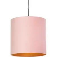 QAZQA Suspension avec abat-jour en velours rose et or 40 cm - Combi