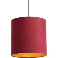 QAZQA Suspension avec abat-jour en velours rouge et or 40 cm - Combi
